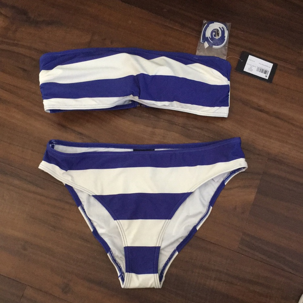 New Kate Spade Blue and White Striped Bikini